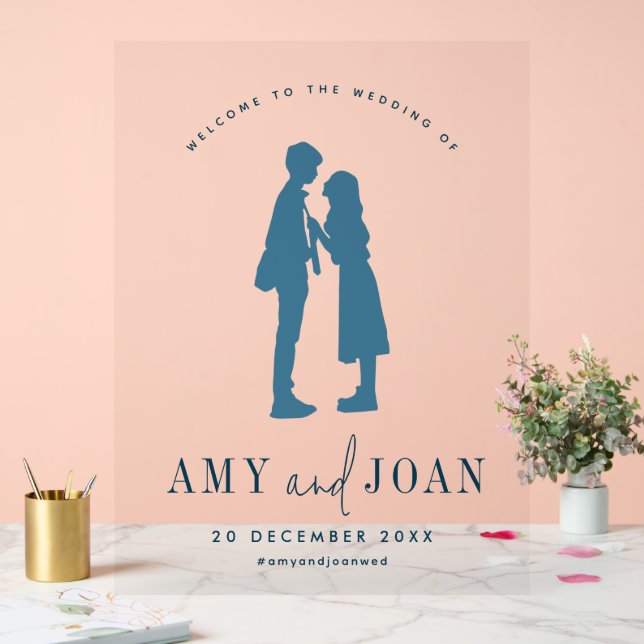 Chic Romantic Minimalist Wedding Welcome Acrylic Sign (Wedding)