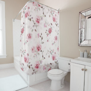 Chic Romantic Pink Floral Shower Curtain