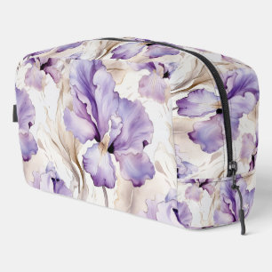 Chic Romantic Purple Iris Floral Dopp Kit