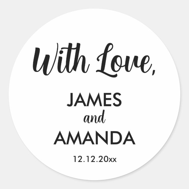 Chic Romantic Wedding "With Love" Favour Label (Front)
