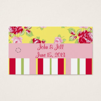 Chic Rose And Stripes Wedding Favour Tag