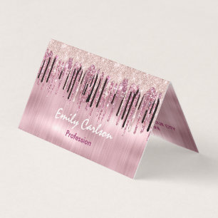 Chic rose blush pink dripping business card