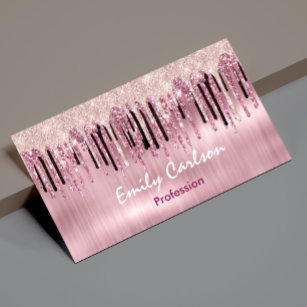 Chic rose blush pink dripping magnetic business card