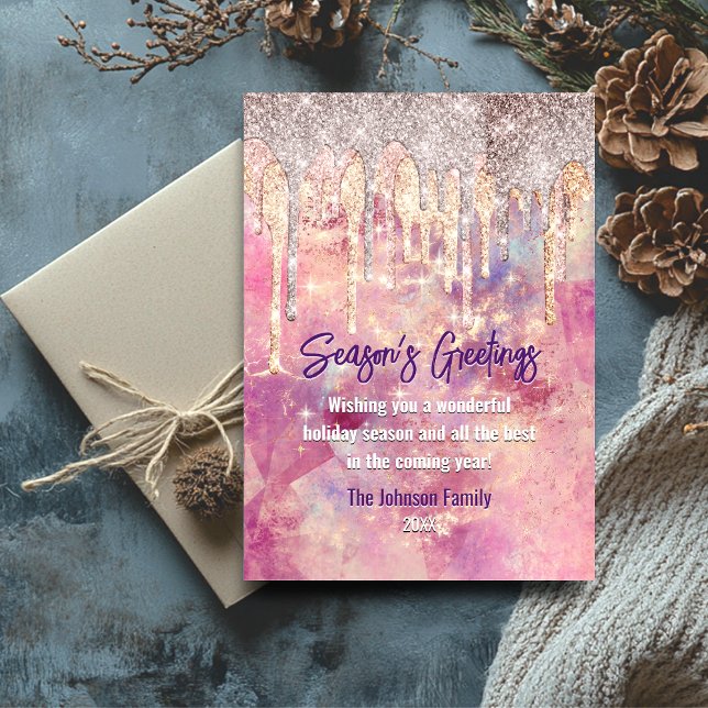 Chic rose blush pink drips Christmas new year (Creator Uploaded)