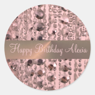 Chic Rose Blush Stringed Beads Classic Round Sticker