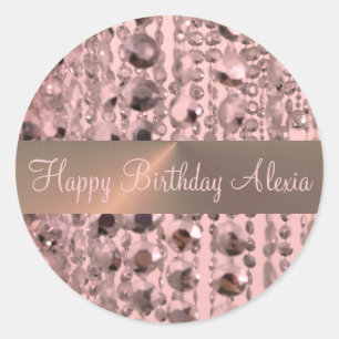 Chic Rose Blush Stringed Beads Classic Round Sticker