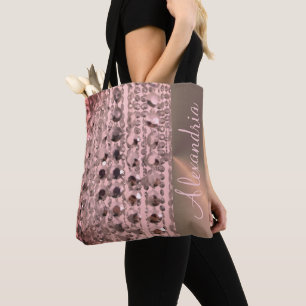 Chic Rose Blush Stringed Beads Tote Bag