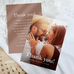 Chic Rose Blush Wedding Photo Thank You Message Card