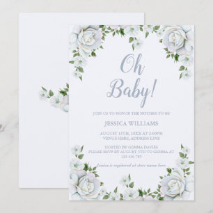 Chic Rose Border Floral Baby Shower Invitation