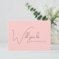 Chic Rose Calligraphy Flower Girl Proposal Card
