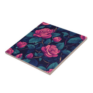Chic Rose Ceramic Tiles For Rustic Kitchen