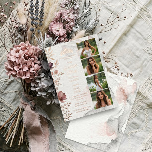 Chic Rose Gold 4 Photo Collage Quinceañera TMF26