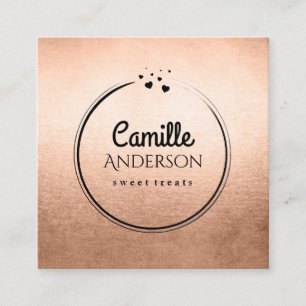 Chic Rose Gold and Black Hearts Business Card
