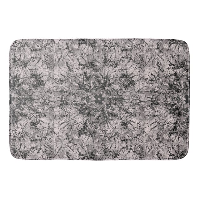 Chic Rose Gold and Black Mandala Drawing Bath Mat (Front)
