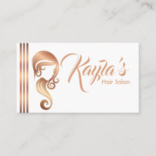 Chic Rose Gold Beauty Girl Hair & Makeup Salon Business Card