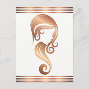 Chic Rose Gold Beauty Girl Hair & Makeup Salon Postcard
