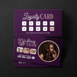 Chic Rose Gold Beauty Spa Hair Nail Makeup Salon Loyalty Card