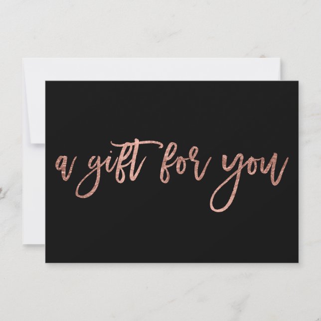 Chic rose gold black script spray gift certificate (Front)