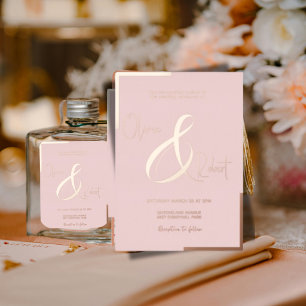 Chic Rose Gold Blush Foil Wedding Invitation Card