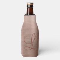 Chic Rose Gold Brushed Metal Monogram Initial