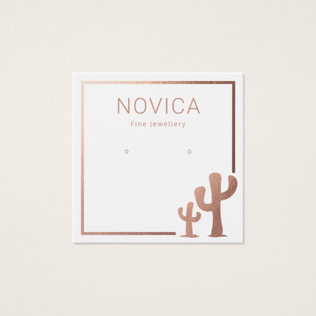 Chic Rose Gold Cactus Earring Display Card (Front)