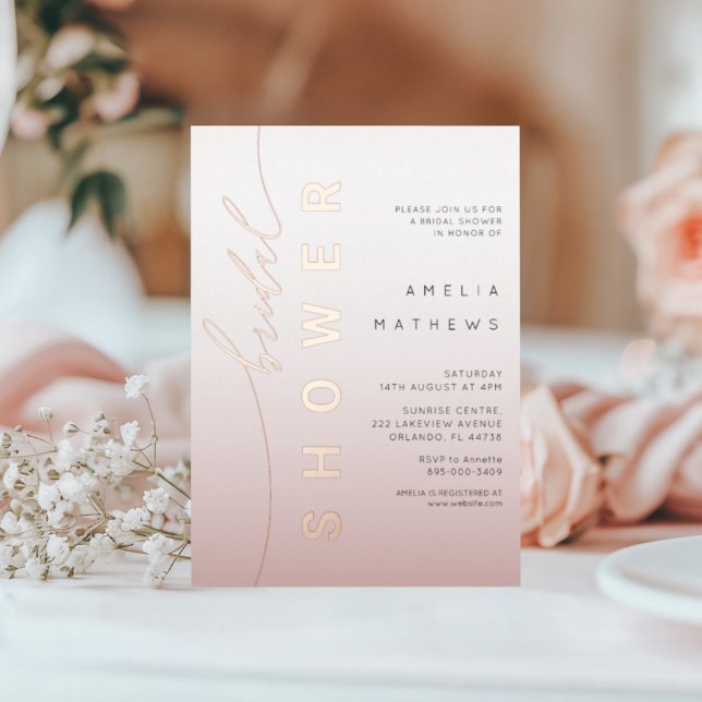 Chic  Rose Gold Calligraphy Bridal Shower  (Creator Uploaded)