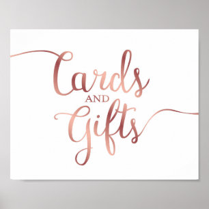 Chic Rose Gold CARDS AND GIFTS Sign Print