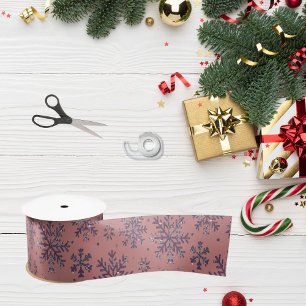 Chic Rose Gold Christmas w/ Elegant Snowflakes Satin Ribbon