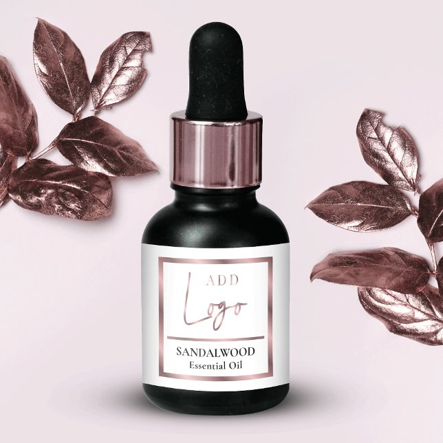 Chic Rose Gold Essential Oil Small Dropper Bottle (Elegant rose gold essential oil dropper bottle wrapper labels)