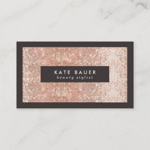 Chic Rose Gold  Faux Sequin Beauty Salon Business Card