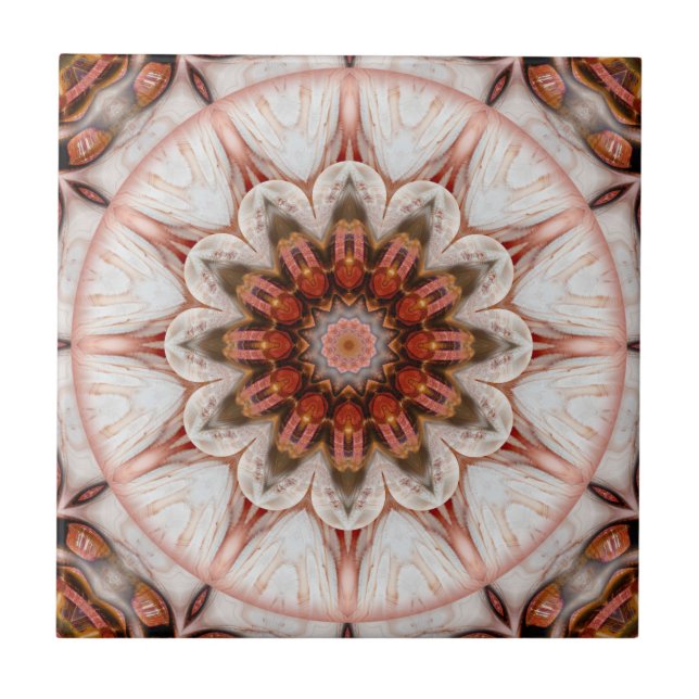 Chic Rose Gold Feather Geometric Floral Tile (Front)