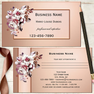 Chic Rose Gold Floral Appointment Business Card