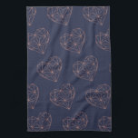 Chic Rose Gold Foil Geometric Heart on Navy Blue Tea Towel<br><div class="desc">Chic Rose Gold Foil Geometric Heart on Navy Blue Hand Towel featuring our trendy geometric polygon heart in faux rose gold foil.</div>