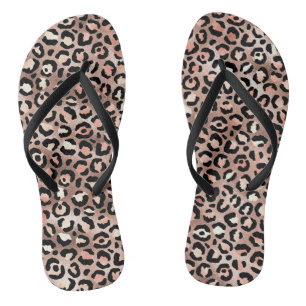 Chic Rose Gold Foil Leopard Print Jandals