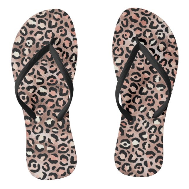 Chic Rose Gold Foil Leopard Print Jandals (Footbed)