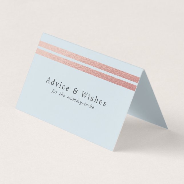 Chic Rose Gold Foil Stripes | Blue Advice Cards (Front)