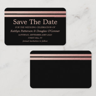 Chic Rose Gold Foil Stripes Save The Date Card