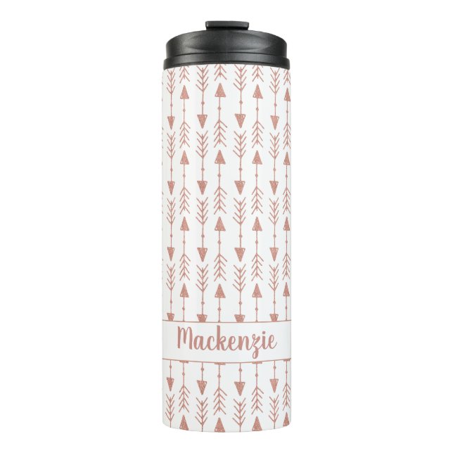 Chic Rose Gold Foil Tribal Arrows | Add Your Name Thermal Tumbler (Front)