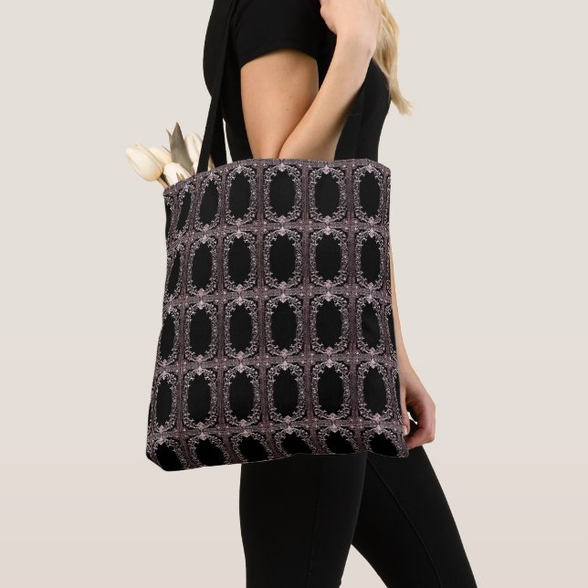 Chic Rose Gold Frame Pattern Tote Bag (Close Up)