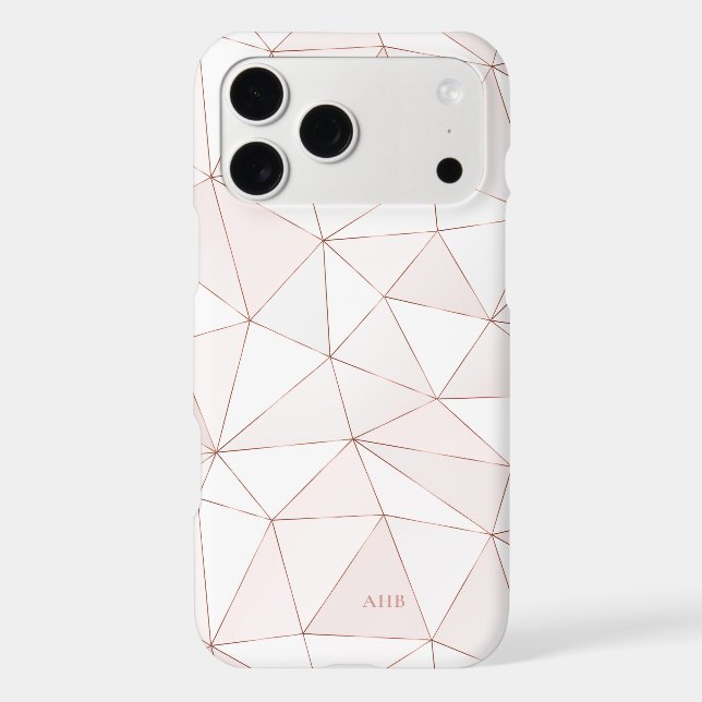 Chic Rose Gold Geometric Abstract Pattern Monogram (Back)