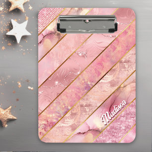 Chic rose gold girly elegant geometric clipboard