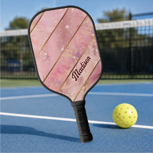 Chic rose gold girly elegant geometric pickleball paddle