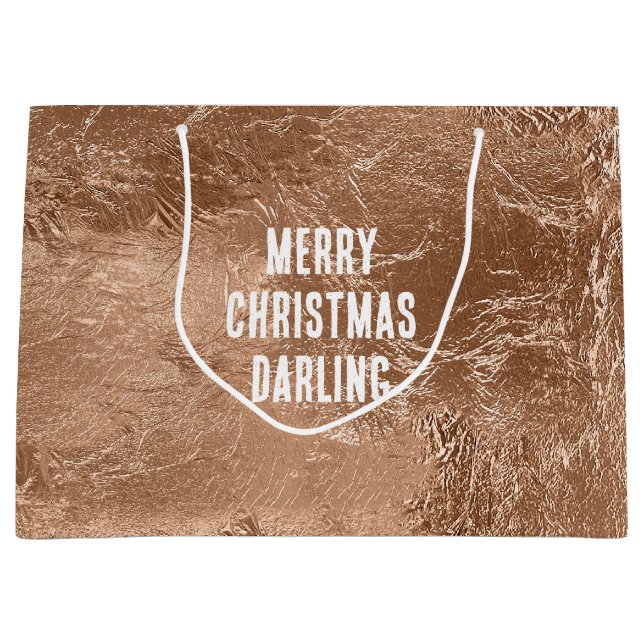 Chic Rose Gold Glam  Large Gift Bag (Front)