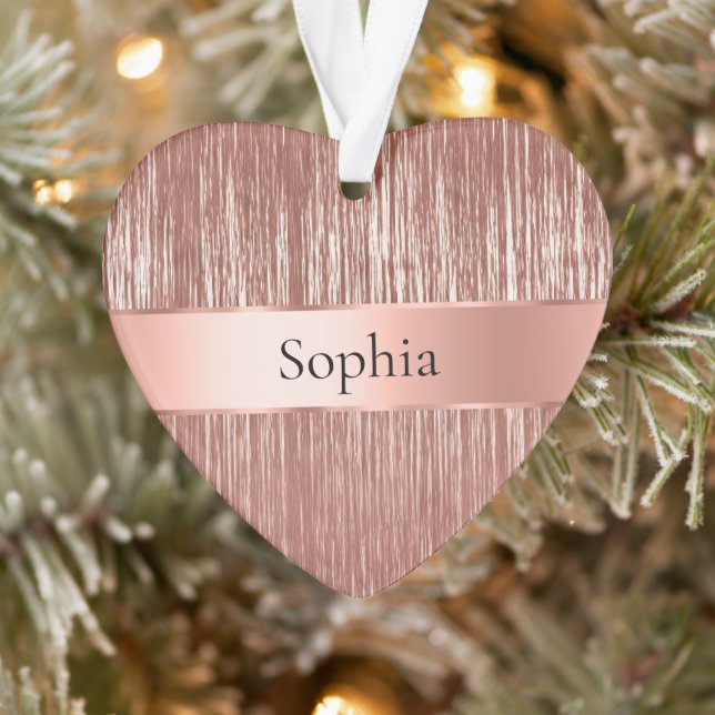 Chic Rose Gold Glam Tinsel Stripes Christmas Ornament (Tree)
