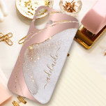 Chic Rose Gold Glitter Brushed Metal Monogram Name iPhone 16 Plus Case<br><div class="desc">Chic Rose Gold Glitter Brushed Metal Monogram Name Phone case.</div>