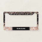 Chic Rose Gold Glitter Confetti Monogram Black