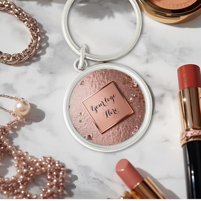 Chic Rose Gold Glitter Custom Logo  Key Ring (Creator Uploaded)