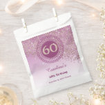 Chic Rose Gold Glitter, Dotted Frame 60th Birthday Favour Bags<br><div class="desc">Chic Falling Rose Gold Glitter with a unique rose gold number 60 framed with modern circular dots and lines.
If you need help,  please send a message in Zazzle chatroom.</div>