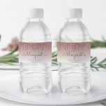Chic Rose Gold Glitter Drip 70th Birthday Party Water Bottle Label<br><div class="desc">These chic 70th birthday party water bottle labels feature a sparkly rose gold faux glitter drip border and rose gold ombre background. Personalise them with her name in dark rose handwriting script,  with her birthday and date below in sans serif font.</div>