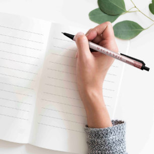 Chic Rose Gold Glitter Dripping Luxury Black Ink Pen